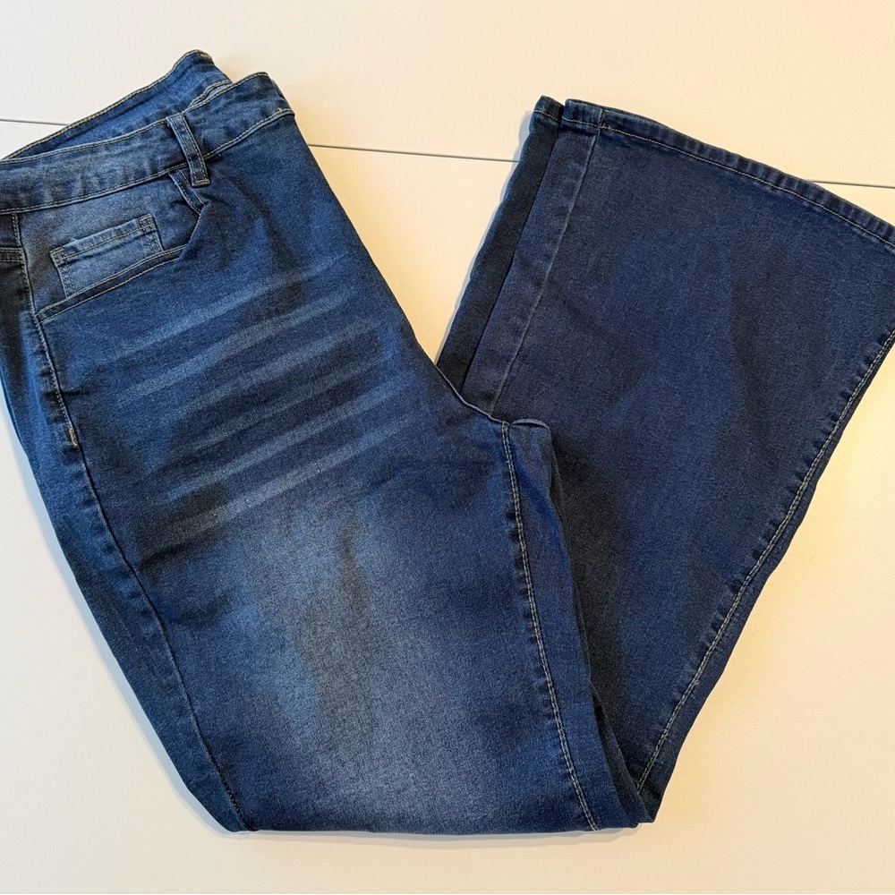SHEIN Dark Blue Boot Cut Jeans